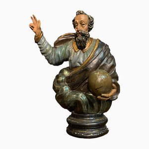 Sculpture en Bois Polychrome par Salvator Mundi pour Lombardy, 1600s