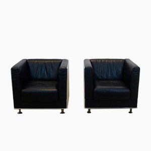 Set of Leather & Aluminium Armchairs by Kunihide Oshinomi for Matteo Grassi