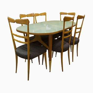 Cherry Wood Dining Table and Chairs by Ico & Luisa Parisi, 1950, Set of 7