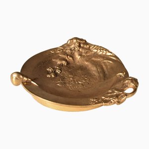 Plato pequeño de bronce dorado de Octave Georges Lelievre, 1869