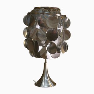Tischlampe aus Aluminium mit silbernen Pastillen aus Pappe, 1970er