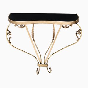 Vintage Italian Wall Mounted Console Table in Brass, 1950s
