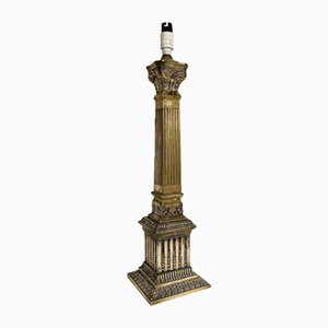 Lámpara de mesa corintia grande de estilo Imperio antiguo de bronce, década de 1900