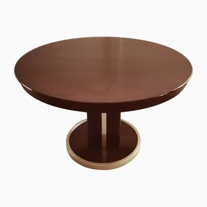 Vintage Round Dining Table in Wood and Chrome