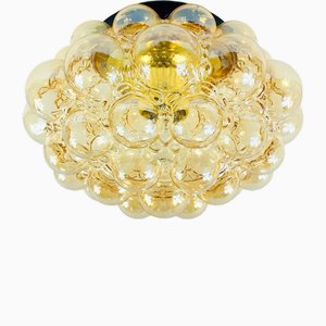 Large Mid-Century Amber Bubble Glass Flush Mount by Helena Tynell for Limburg, 1970s