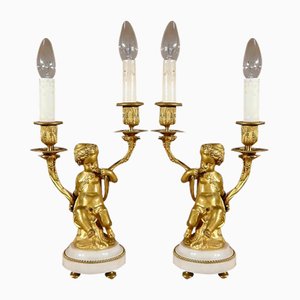Vergoldete Bronze Kerzenständer, 2 . Set