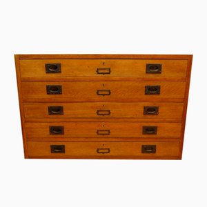 Antique Pine Plan Chest with Military Campaign Brass Handles