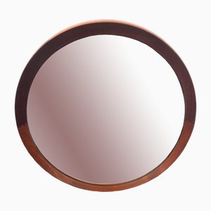Scandinavian Teak Framed Circular Wall Mirror