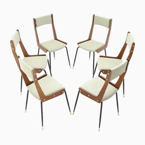 Wooden and Fabric Dining Chairs by RB Rossana, 1960s, Set of 6