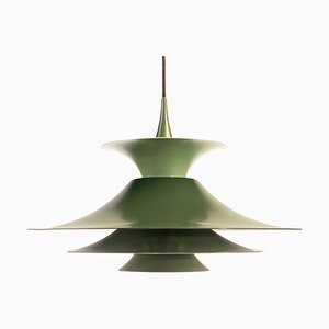 Two Tone Green Pendant Light Radius by Erik Balslev for Fog & Mørup, Denmark, 1970s