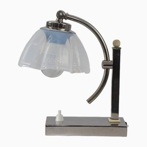 Lámpara de mesa vintage de vidrio opalino, años 30