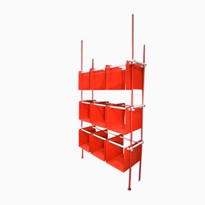 Vintage Trading Shelf in Red Lacquered Metal, 1980s
