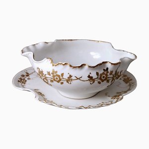French Porcelain Salad Bowl with Tray from Haviland & Co. Limoges, 1902, Set of 2