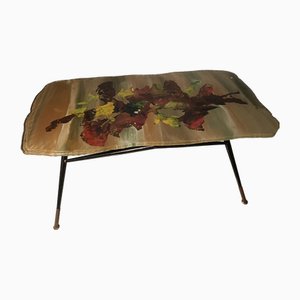 Coffee Table with Decorative Floral Plaque by Duilio Barnabe for Fontana Arte, 1950s