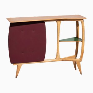 Italian Console in Maple Wood with a Sculptural Shape and Colored Lacquering, 1950s