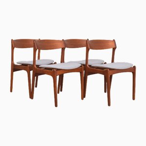 Mid-Century Danish Model 49 Oak Dining Chairs by Erik Buch for O.D. Møbler, 1960s, Set of 4