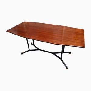 Mesa de comedor Adjustabe de hierro y latón de forma octogonal, años 50