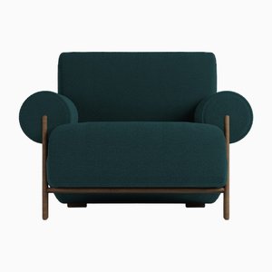 Paloma Armchair in Boucle Night Blue and Smoked Oak by Bernhardt & Vella for Collector