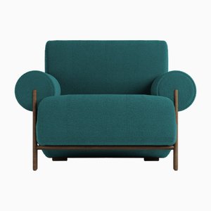 Paloma Armchair in Boucle Ocean Blue and Smoked Oak by Bernhardt & Vella for Collector