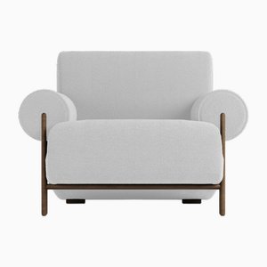 Paloma Armchair in Boucle White and Smoked Oak Designed by Bernhardt & Vella for Collector