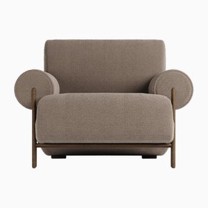 Paloma Armchair in Boucle Brown and Smoked Oak Designed by Bernhardt & Vella for Collector