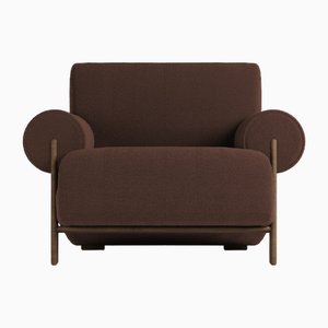 Paloma Armchair in Boucle Dark Brown and Smoked Oak Designed by Bernhardt & Vella for Collector