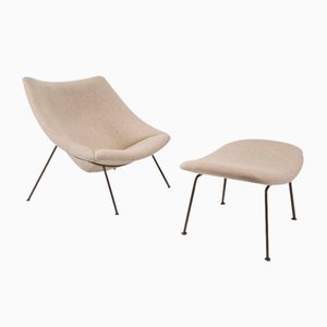 Oyster Chair with Ottoman by Pierre Paulin for Artifort, 1960s, Set of 2