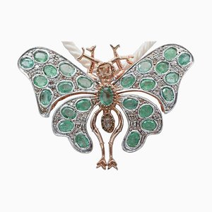 Rose Gold and Silver Butterfly Brooch, 1960s