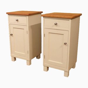 Art Nouveau Nightstands in White Glazed Spruce, 1920s, Set of 2