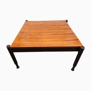 Tavolino da caffè quadrato in legno con gambe sfalsate e tornite di Isa Bergamo, anni '50