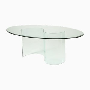 Vintage Dining Table in Glass, 1980s