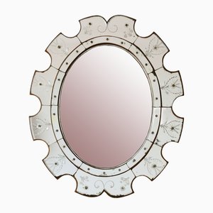 Espejo de cristal de Murano esculpido, años 40