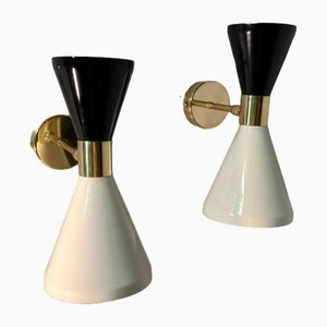 Black and White Cone Wall Lights, 2000s, Set of 2