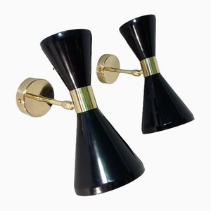 Black Cone Wall Lights, 2000s, Set of 2