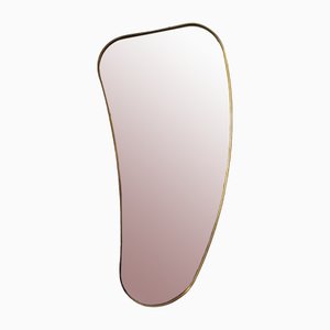 Specchio con cornice in ottone a forma di banana
