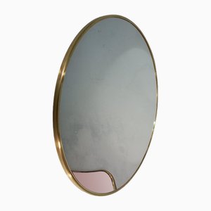 Round Mirror with Brass Frame