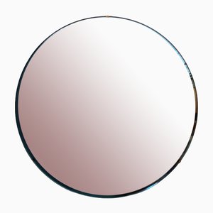 Specchio Convesso Blu con Struttura in Ferro Orientabile
