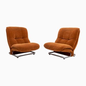 Mid-Century Italian Europoltrona Lounge Chairs, Set of 2