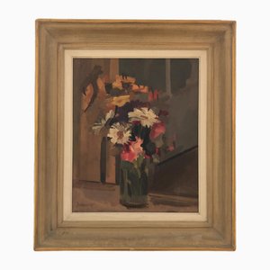 René Guinand, Bouquet de fleurs, 1950, óleo sobre lienzo, enmarcado