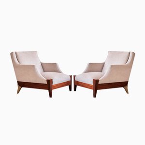 Italian Armchairs in Walnut by Melchiorre Bega, 1940s, Set of 2