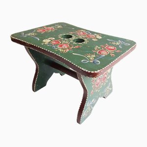 Wood Stool with Peasant Painting, 1950s