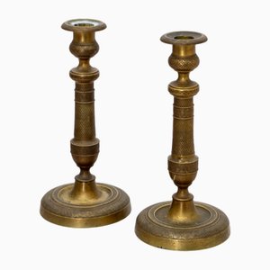 Antike Kerzenständer aus Messing, 1800er, 2er Set