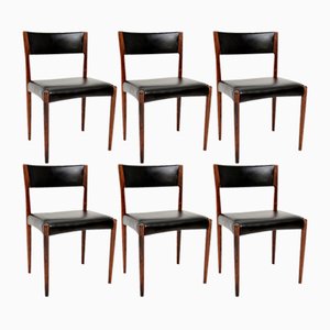 Vintage Danish Dining Chairs in Wood and Leather by Harry Ostergaard for Randers Furniture Factory, 1960, Set of 6