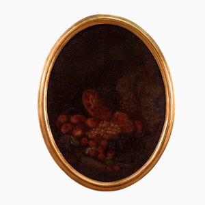 Italian Artist, Oval Still Life, 1750, Oil on Canvas, Framed