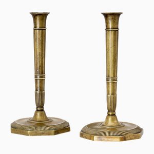 Antike Kerzenständer aus Messing, 1800er, 2er Set