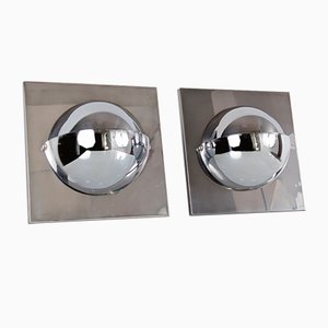 Space Age Adjustable Chrome Wall Lights, 1970s, Set of 2
