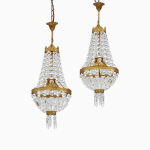 French Empire Revivel Chandeliers, 1960, Set of 2