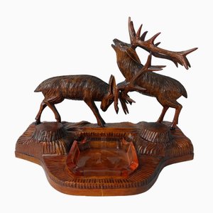 Black Forest Inkwell with Fighting Stags, 1970s