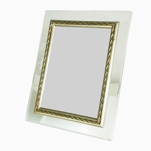 Large Vintage Nickel-Plated Picture Frames in Brass and Glass, 1950s, Set of 2
