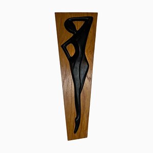 Mid-Century Wandpaneel aus Holz für Frauen, Tschechoslowakei, 1960er